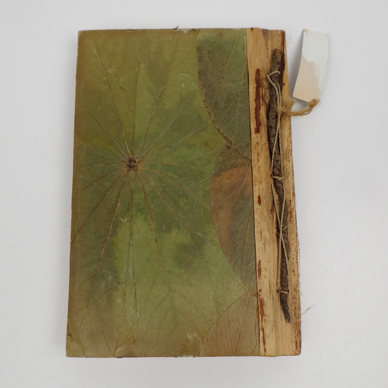 Vtg Blue Handworks Handmade Journal/Sketchbook – Leaf Cover/Bamboo Indonesia NOS