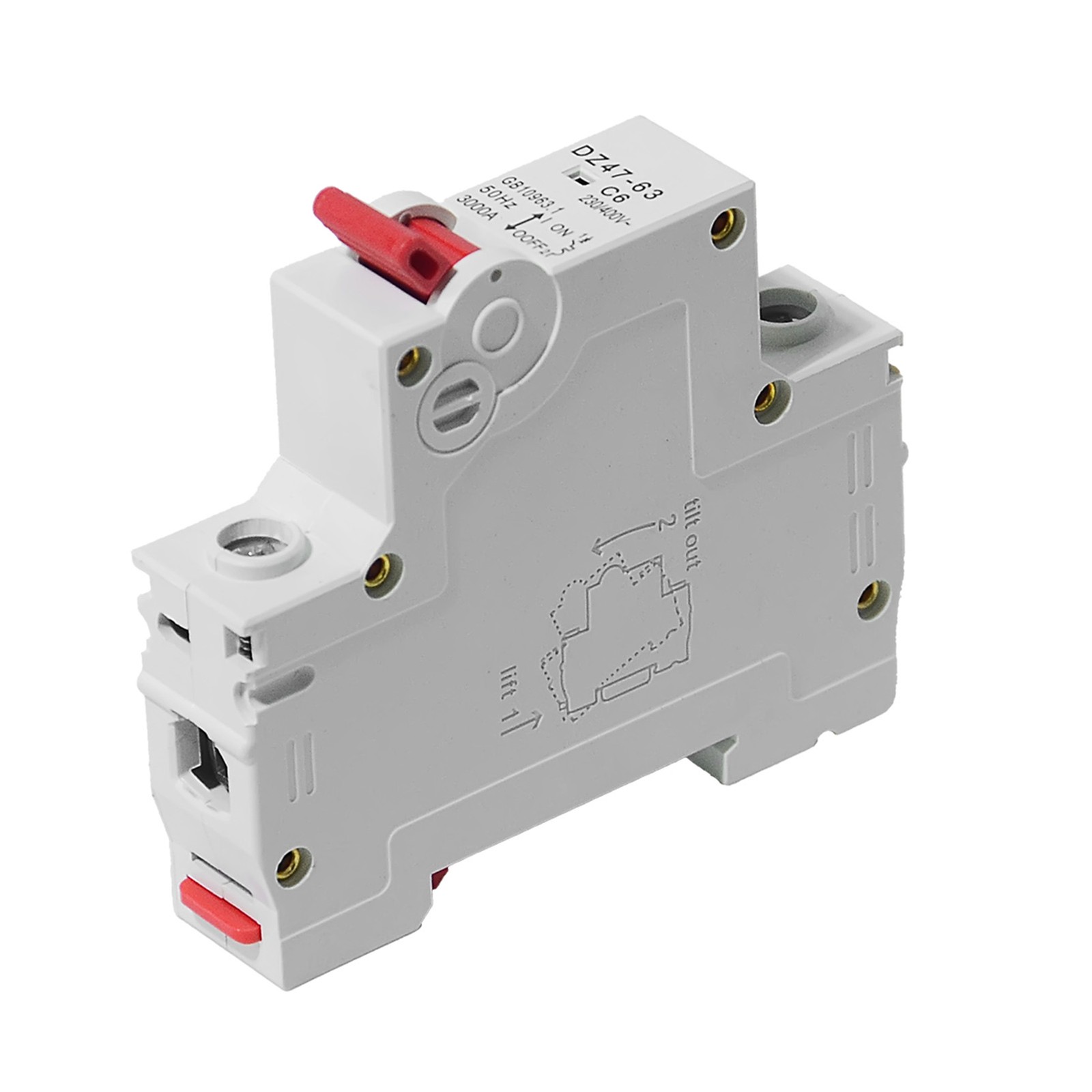 AC/DC MCB Mini Circuit Breaker 1/2/3P Type C 6 10 16 25 32 40 63 80 100 125Amp