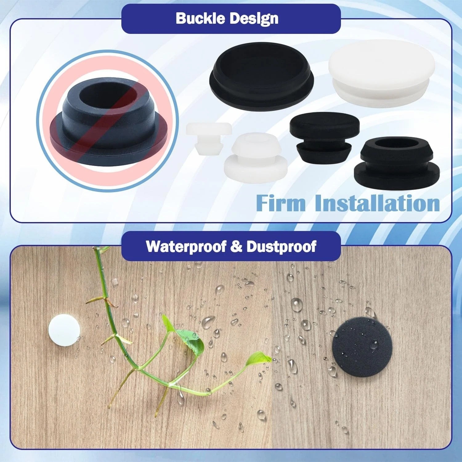 100PCS 7 Sizes Rubber Hole Plugs Assorted for Round Holes 1/5″ 1/4″ 5/16″ 3/8…