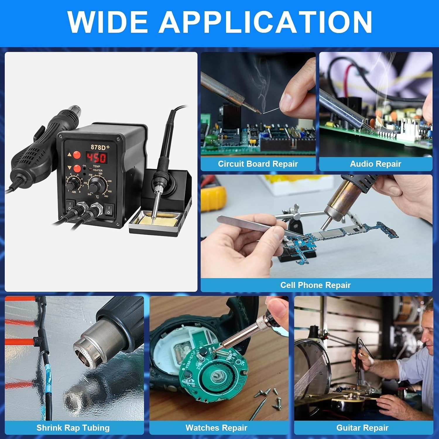 2 in 1 Hot Air Rework Soldering Iron Station Kit, Precision Circuit Board Solder
