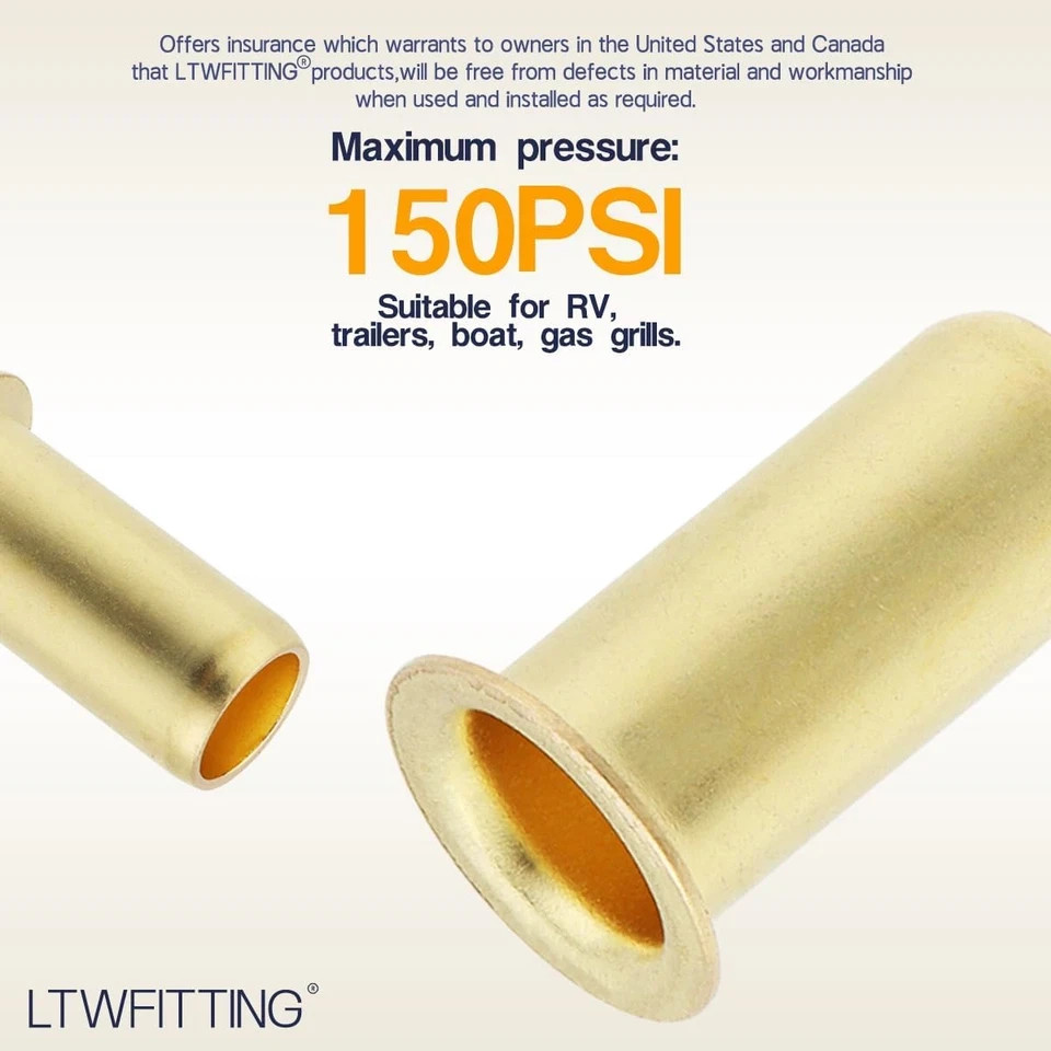 3/8-Inch Brass Compression Insert,Brass Compression Fitting(Pack of 50)