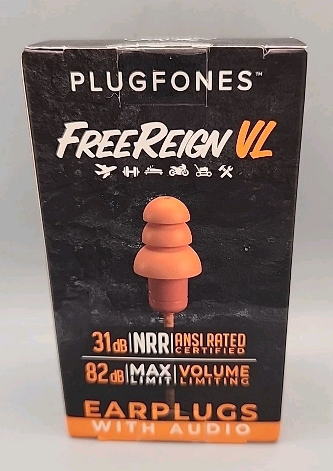 NEW Plugfones FREEREIGN VL Earplugs With Audio OSHA HEARING PROTECTION
