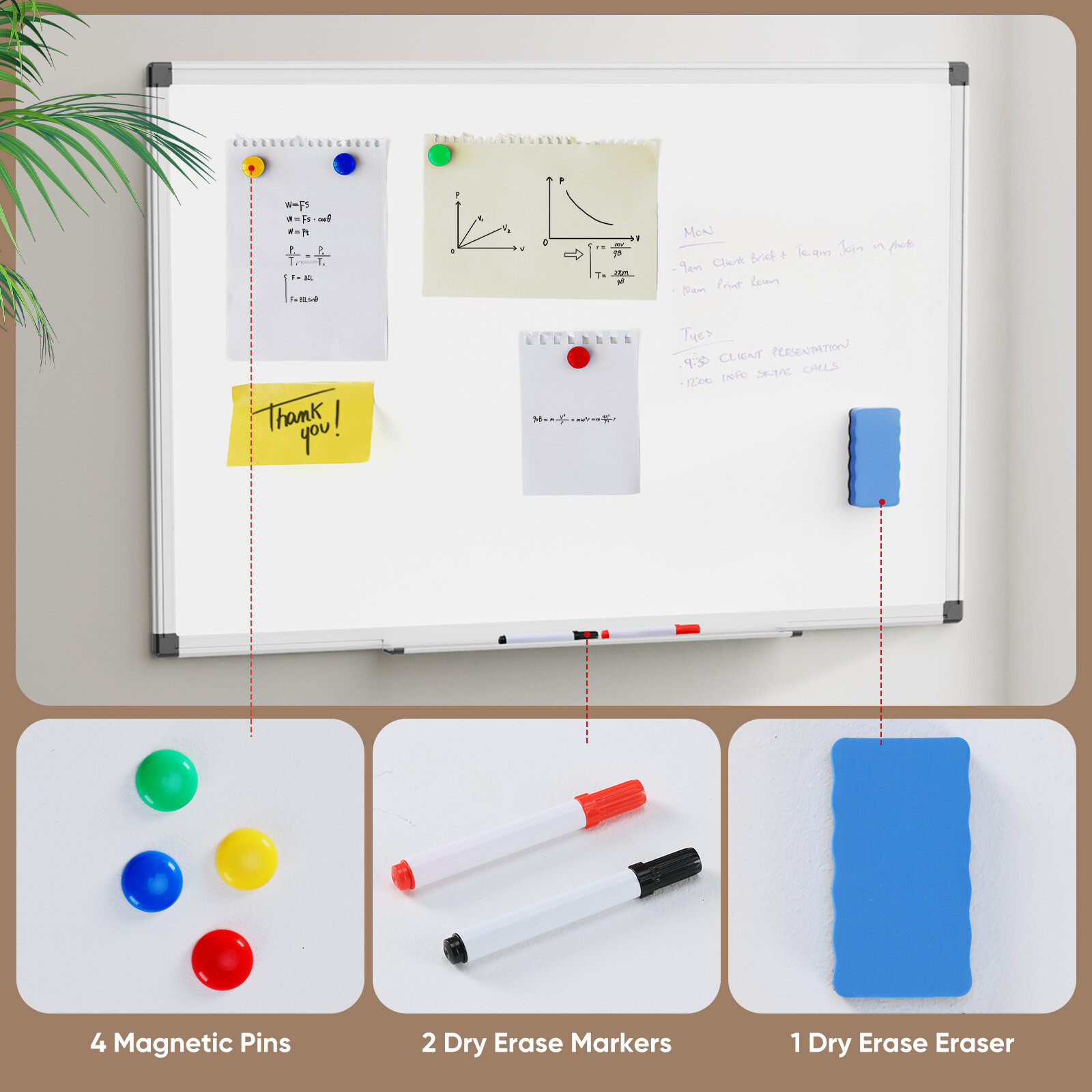 36″ x 24″ Magnetic Dry Erase Board for Office, Home and School Whiteboard