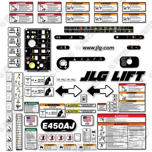 Fits JLG E450AJ Decal Kit Electric Boom Lift – 7 YEAR 3M Vinyl!
