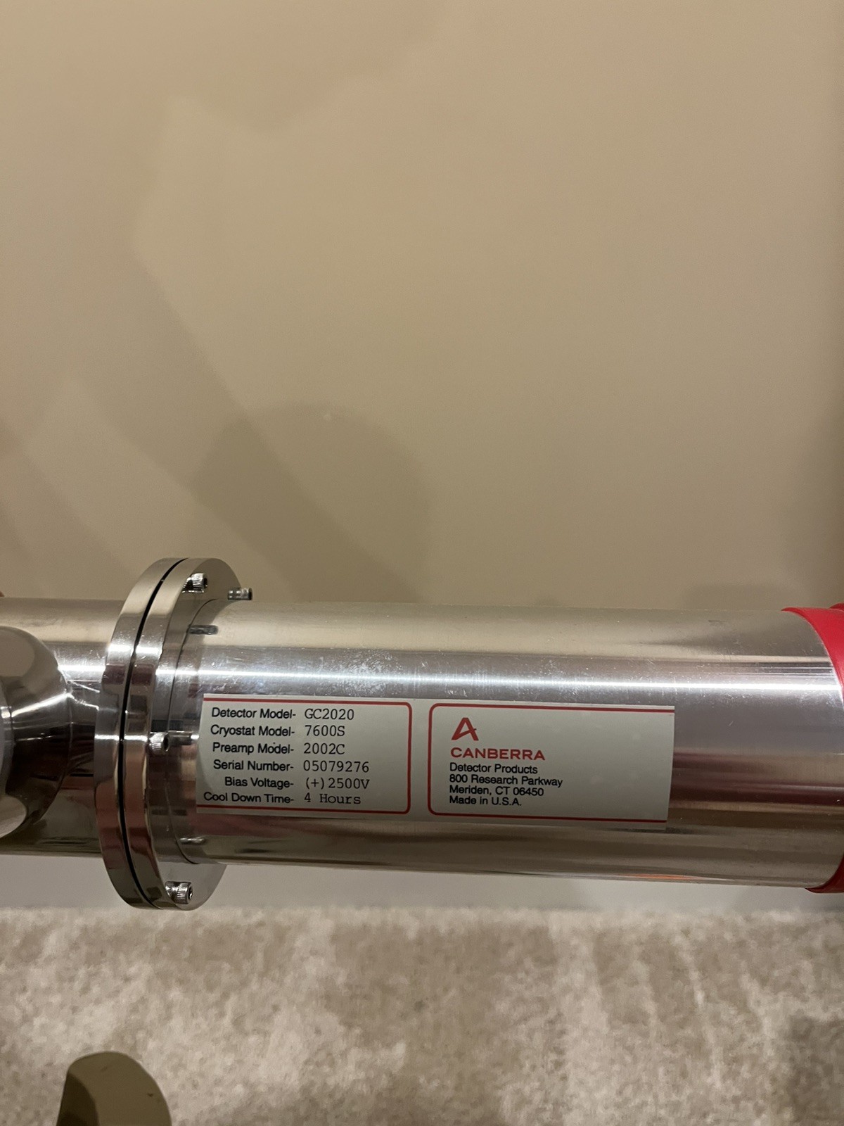 Canberra GC2020 7600S Cryostat Coaxial Germanium Detector with 30L Dewar