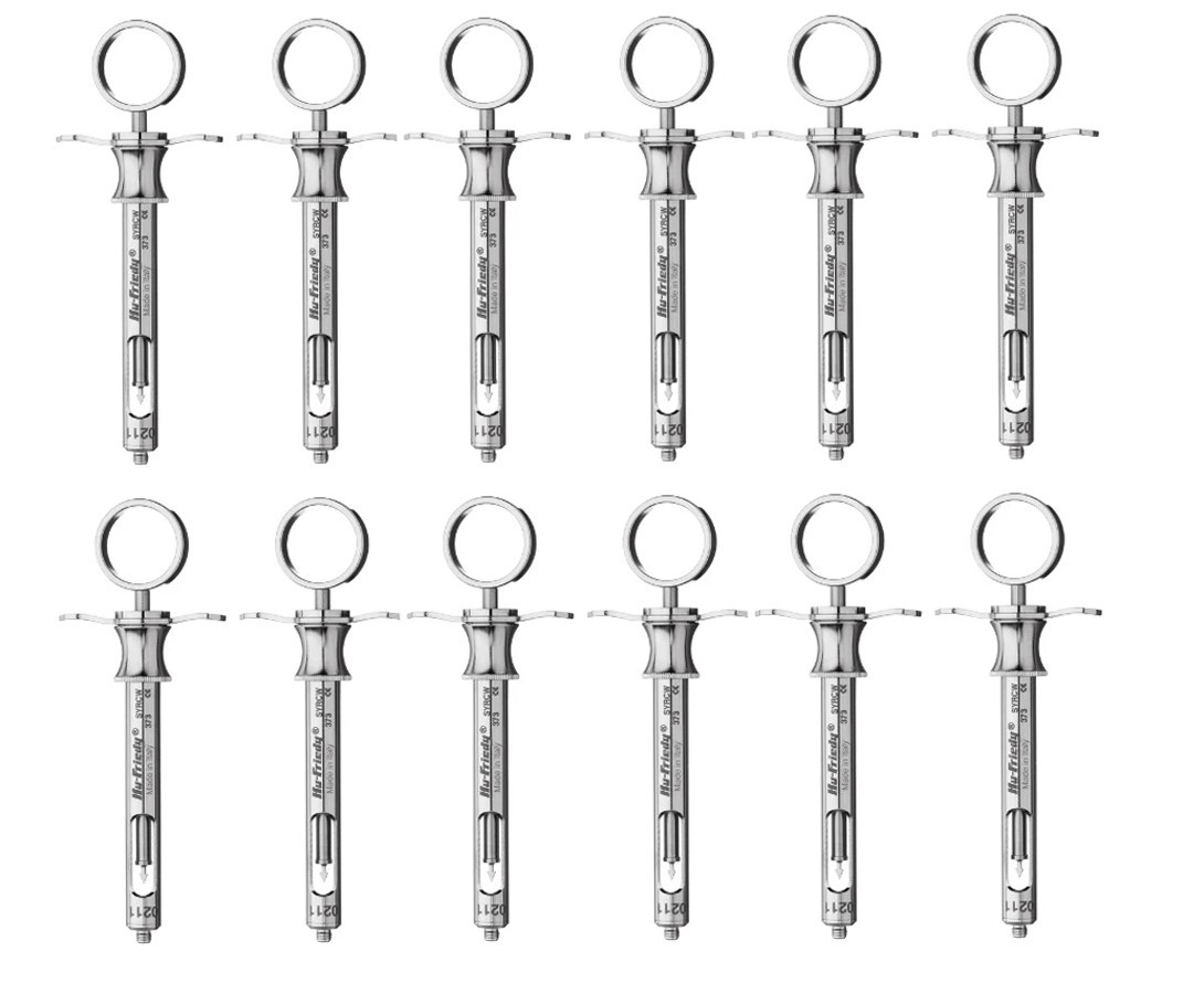 Lot of 12x Hu-Friedy CW Style Dental Anesthetic Aspirating 1.8ml Syringe SYRCW