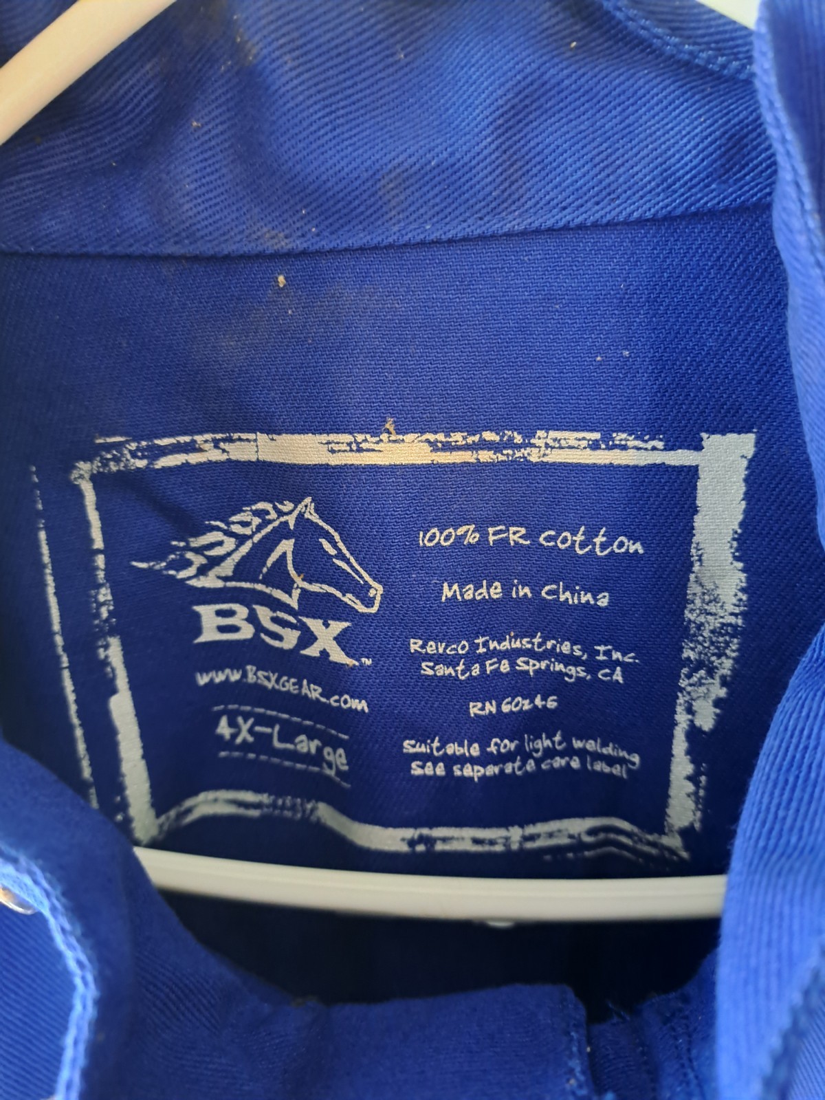 NEW Black Stallion BSX BXRB9C Blue FR Welding Jacket w/Blue BLACK Flames 4 XL