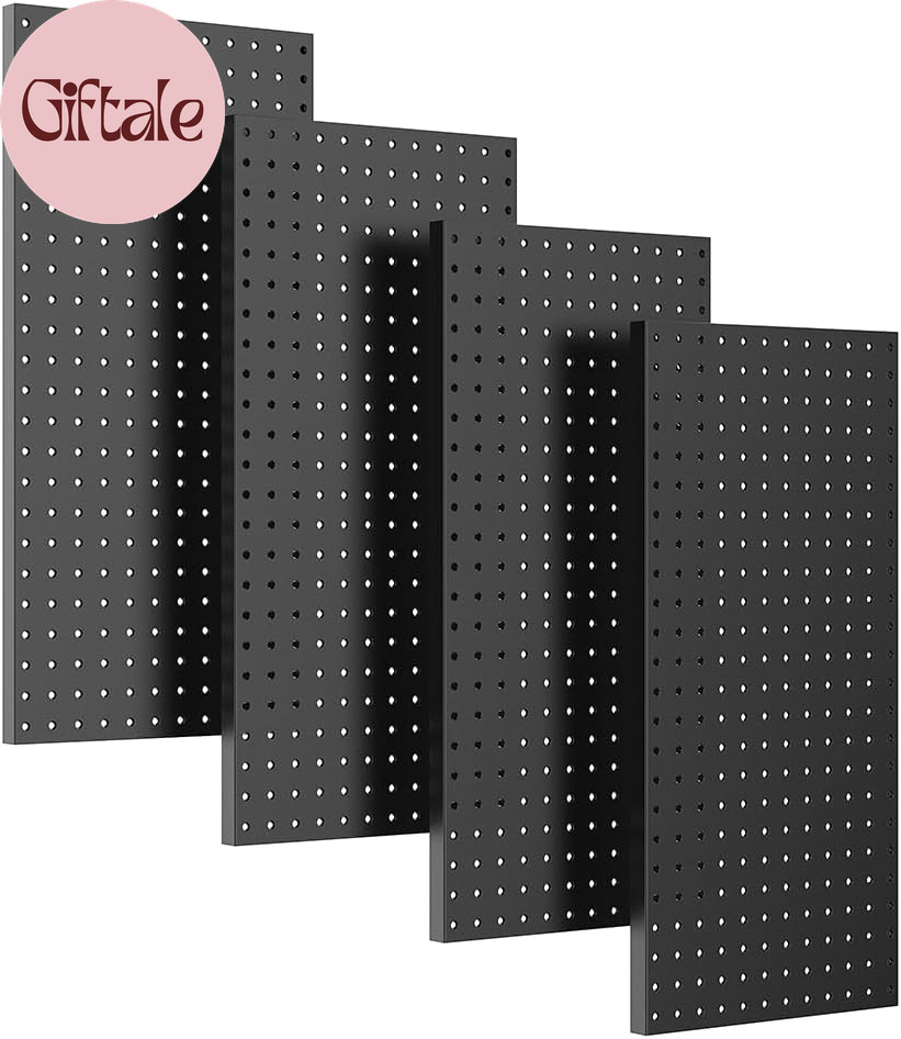 4 Pcs Metal Pegboard Wall Panels, Peg Boards for Garage Tool Storage