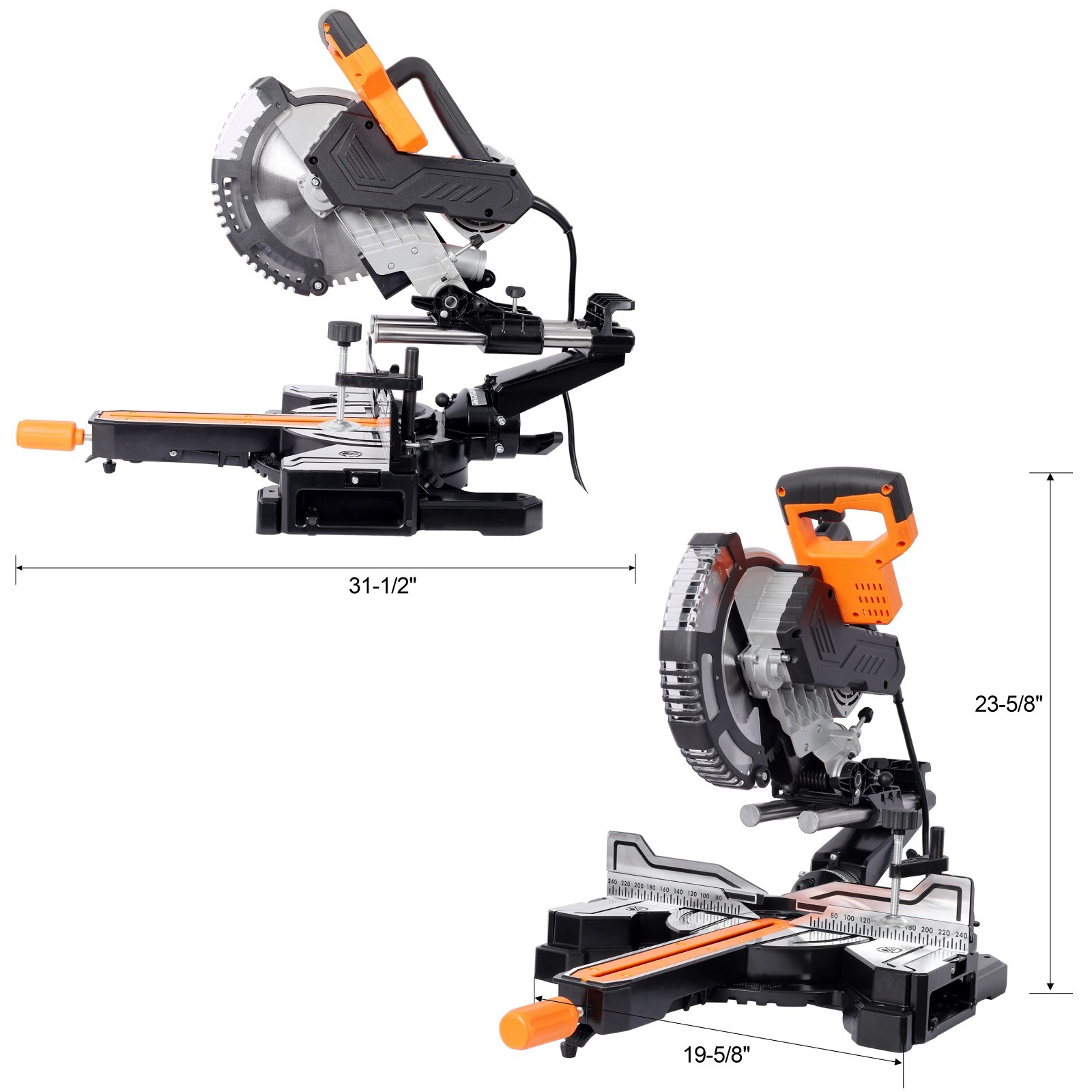 Sliding Compound Miter Saw 10-In Blade 15 Amp Motor Corded Double Bevel 48-Tooth