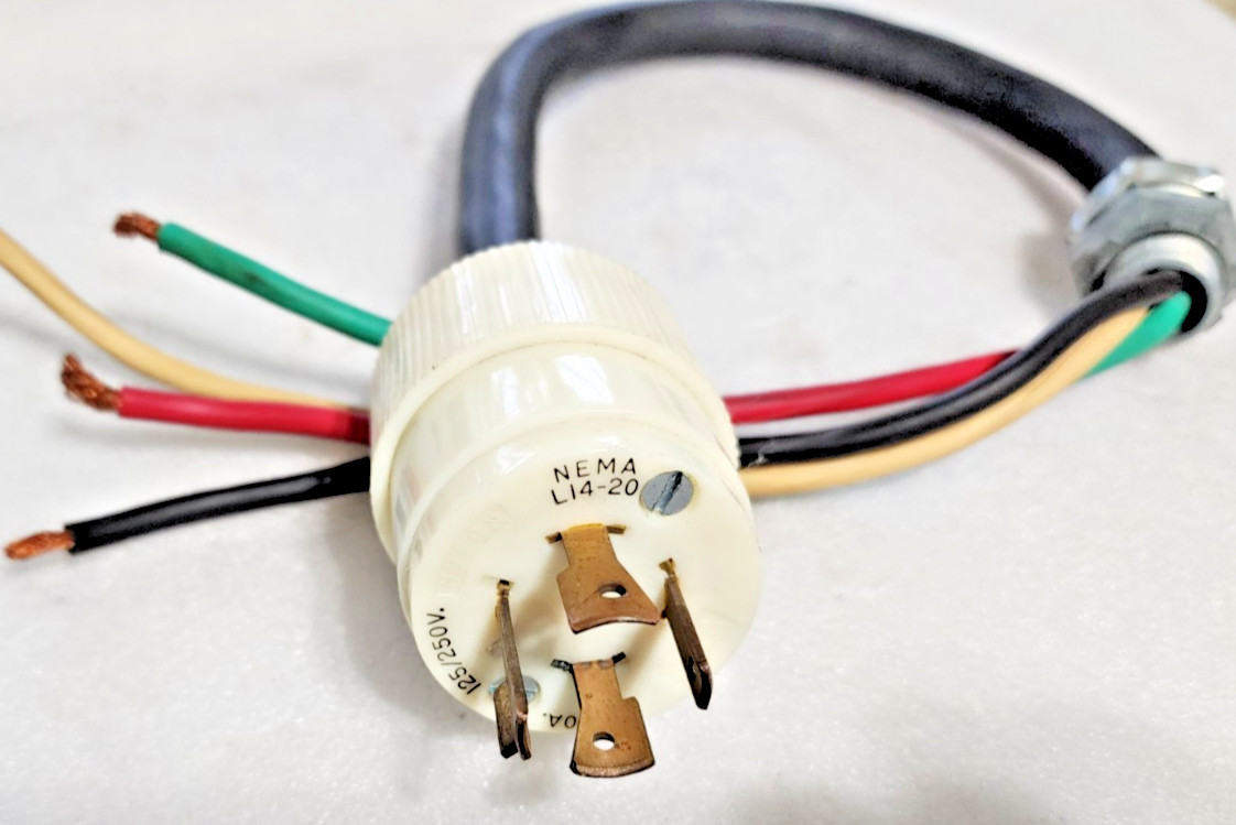 Cord 2 FT, NEMA L14-20, 20-Amp, 125/250Vac Locking Plug