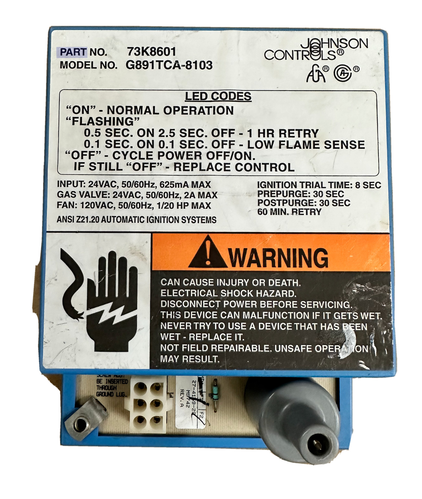 73K8601 Lennox Pulse Ignition Control Johnson Controls G891TCA-8103 NEW