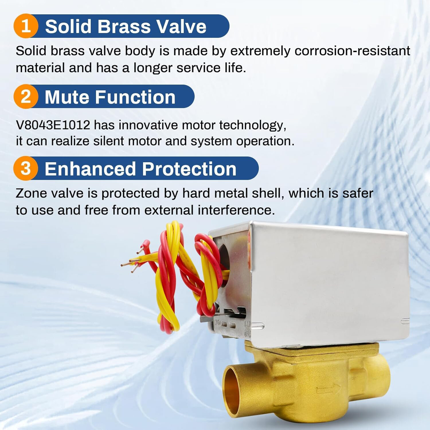 3PC V8043E1012 Motorized Zone Valve,3/4″ Sweat Zone Valves replacement honeywell