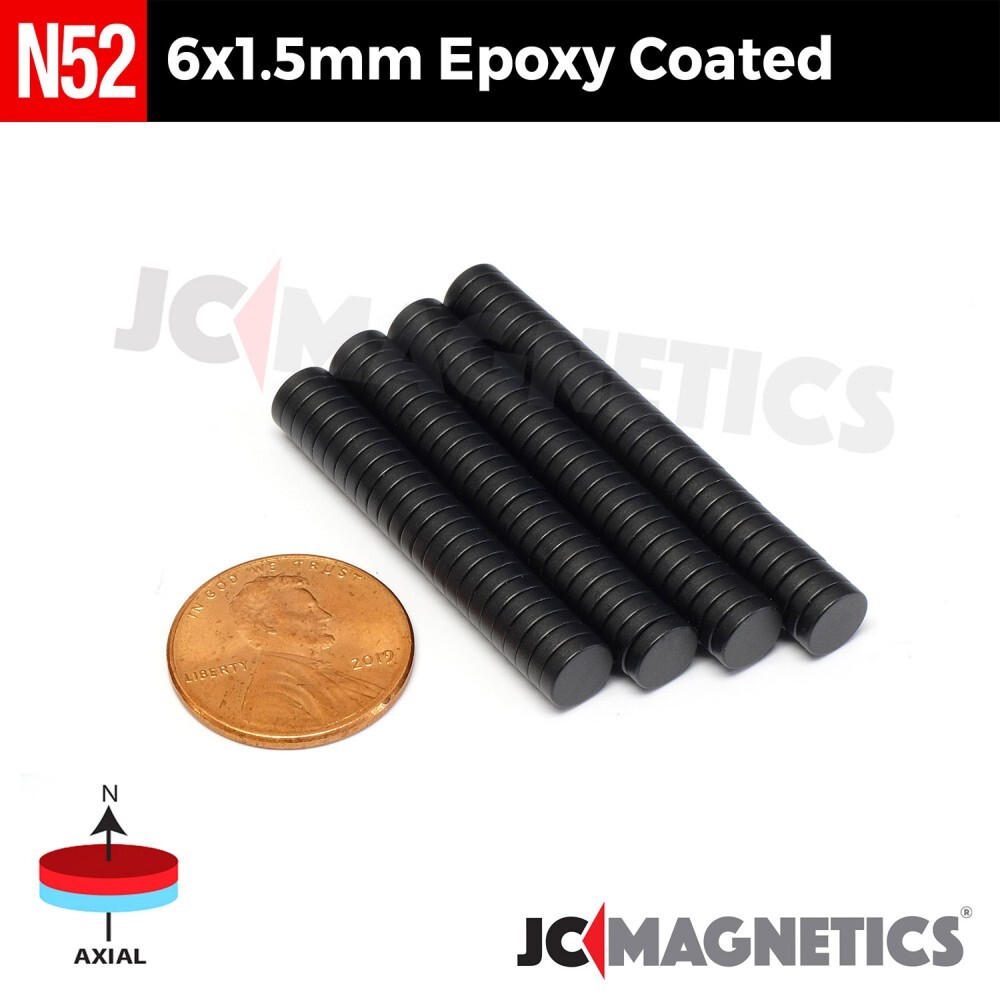 6mm x 1.5mm N52 Epoxy Coated Strong Rare Earth Neodymium Magnet Disc 6×1.5mm