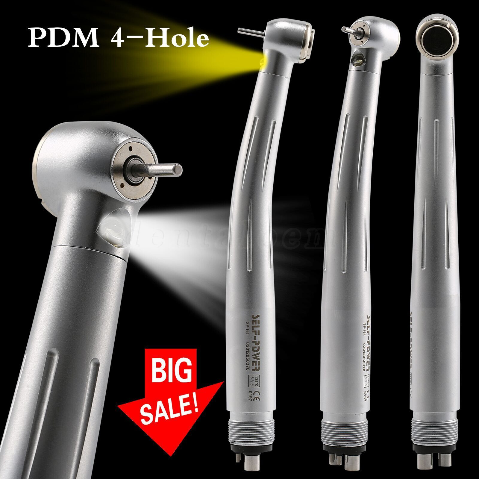 NSK Style Dental LED E-generator Fiber Optic High Speed Handpiece 3Spray 4 Holes