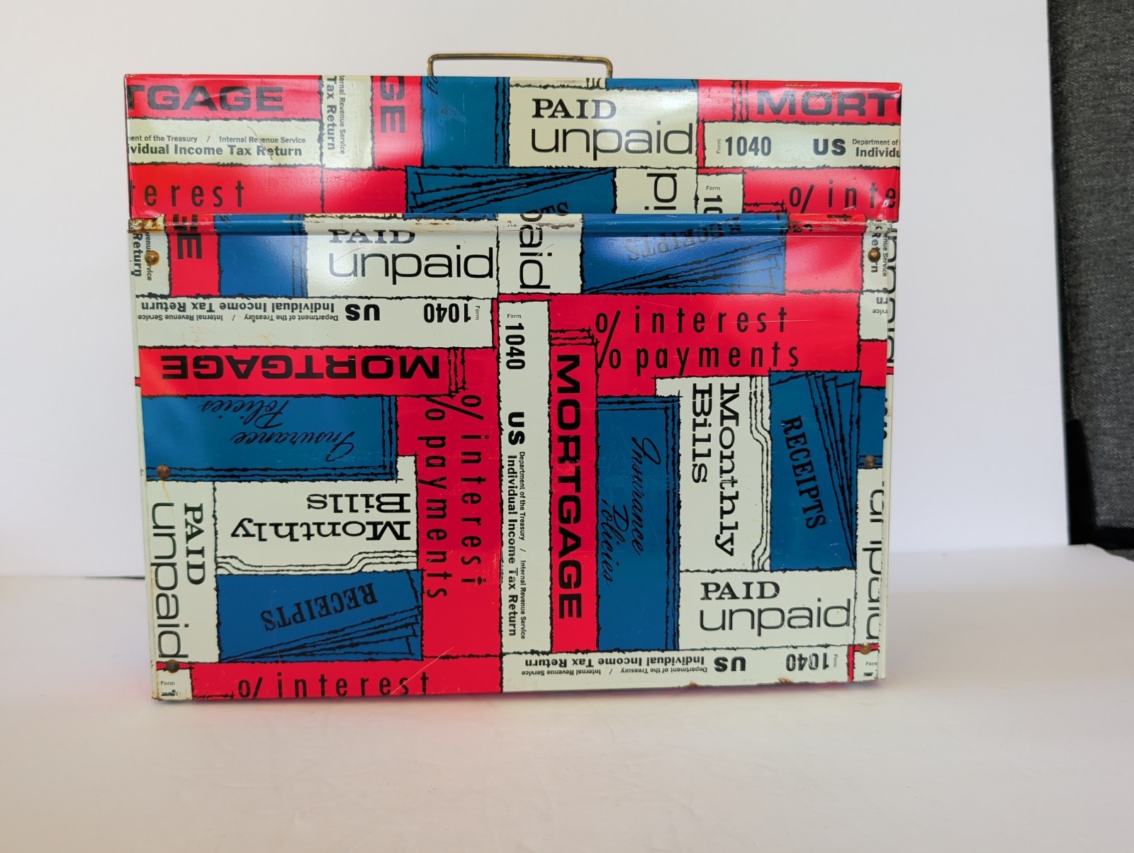 Vintage Porta File Personal Vertical File Box 1970s Red White Blue Ballonoff