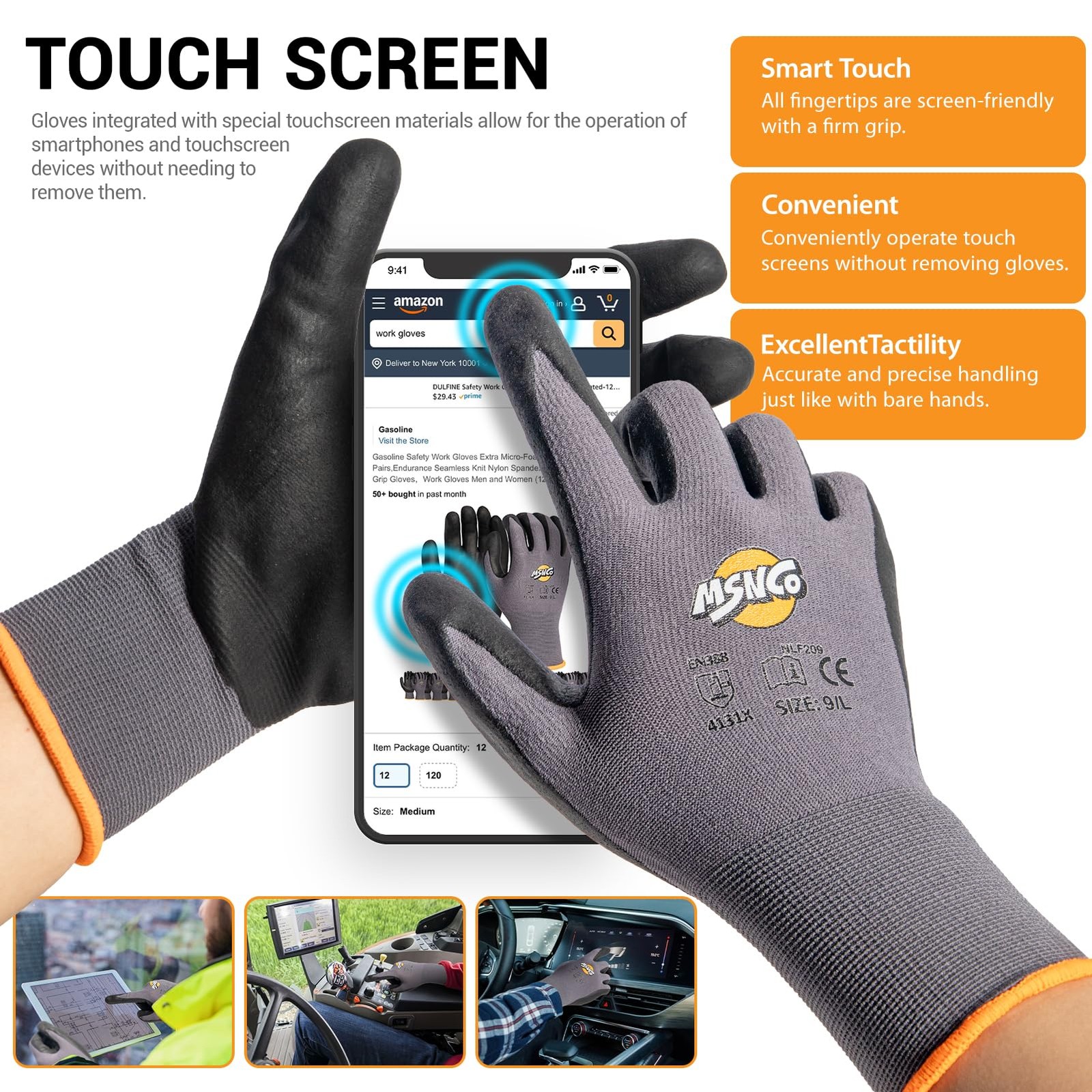 Safety Work Gloves 6/12 Pairs Micro Foam Nitrile Coated Endurance Seamless Kn…