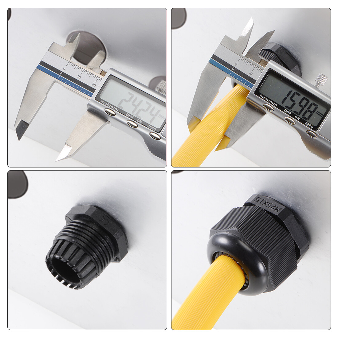 10pcs IP68 Black Cable Gland Locknut M32x1.5 16mm-21mm Wire Hole Waterproof