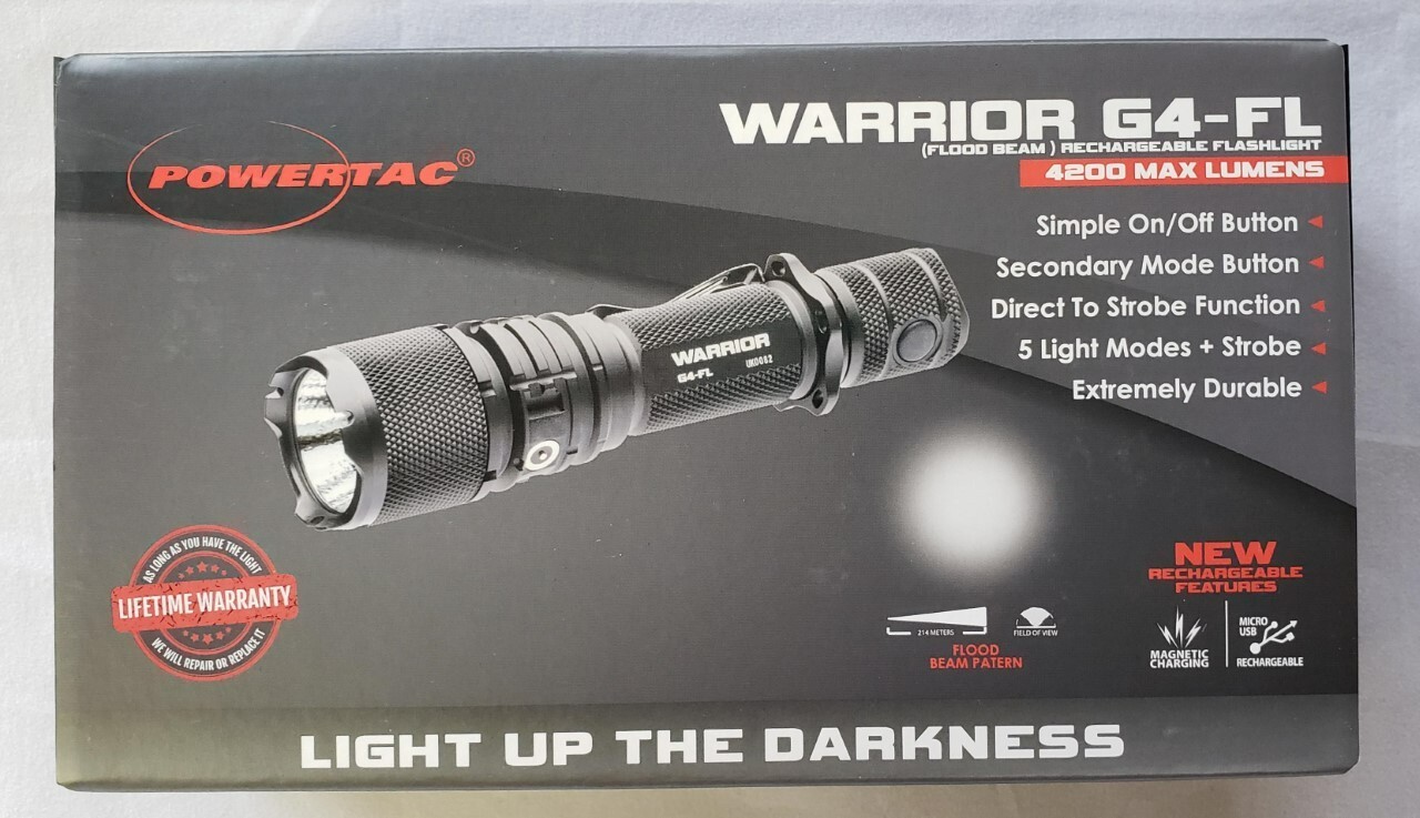 PowerTac Warrior-G4FL Flood Beam Rechargeable 4200 Max Lumens