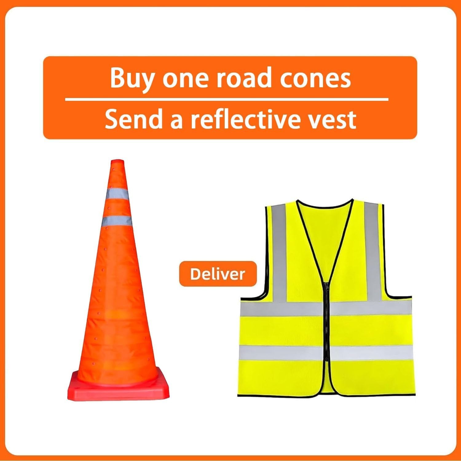 18 Inch 1 Pack Collapsible Traffic Safety Cones, Multi Purpose Pop-up Cones