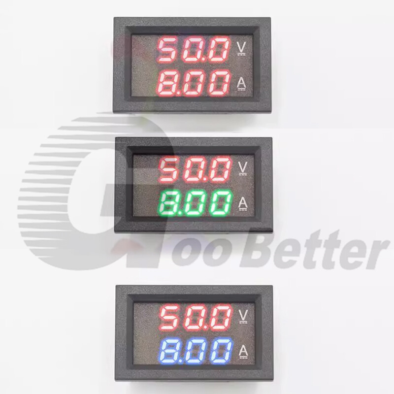 5-Wire DC Voltmeter Ammeter Panel Mount Amp Meter Red-Green Red-Blue Digital LED