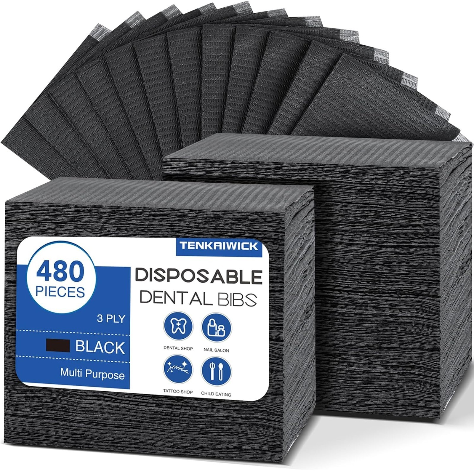 Disposable Dental Bibs 13×18 Waterproof 3-Ply Sheets for Dental Tattoo Nail