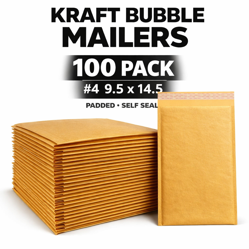 100 #4 Kraft Bubble Mailers 9.5×14.5 Padded Envelopes Self Seal Shipping Bags