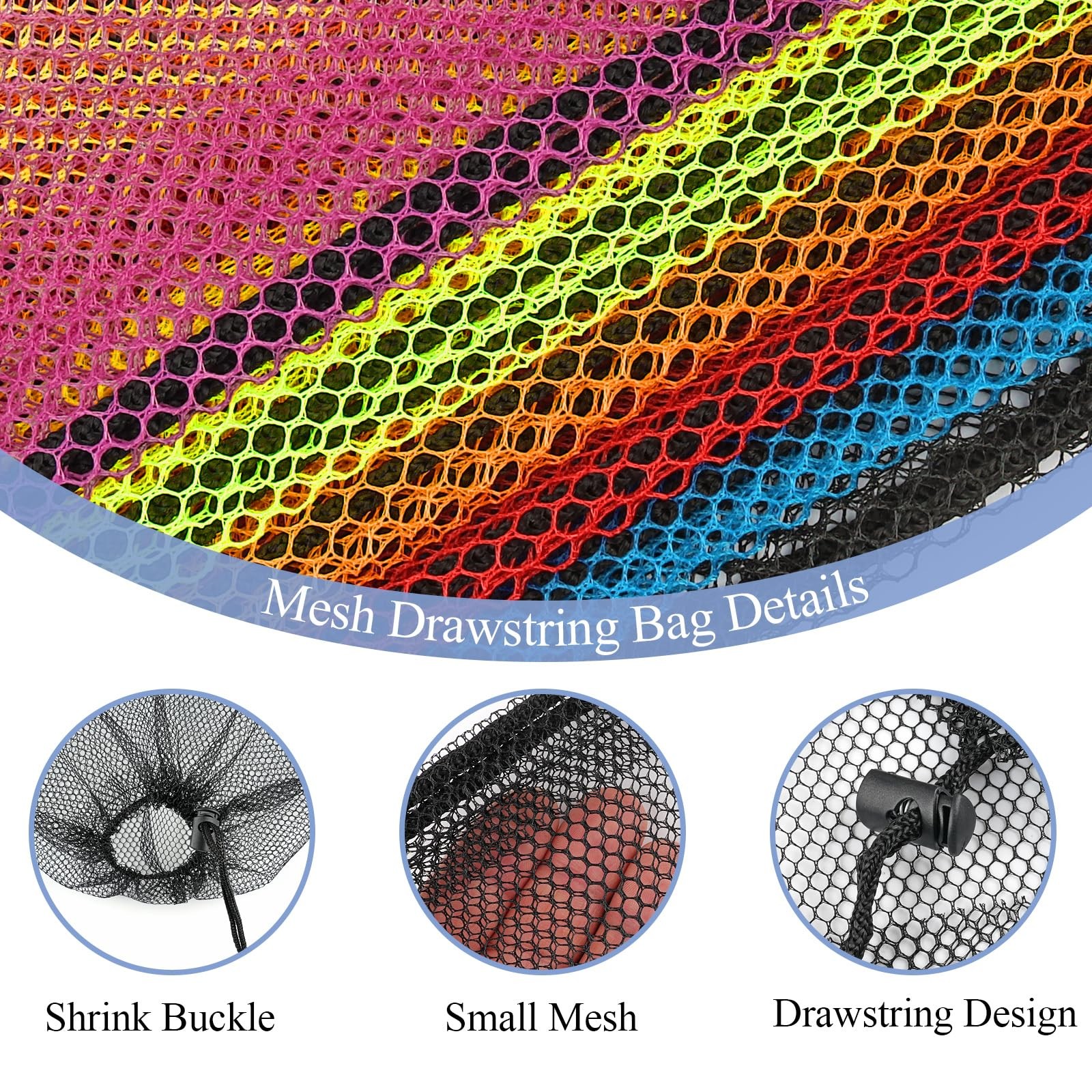 6PCS Multicolor Mesh Bag Drawstring, 14 x 17 Inch Net 14x17inch,