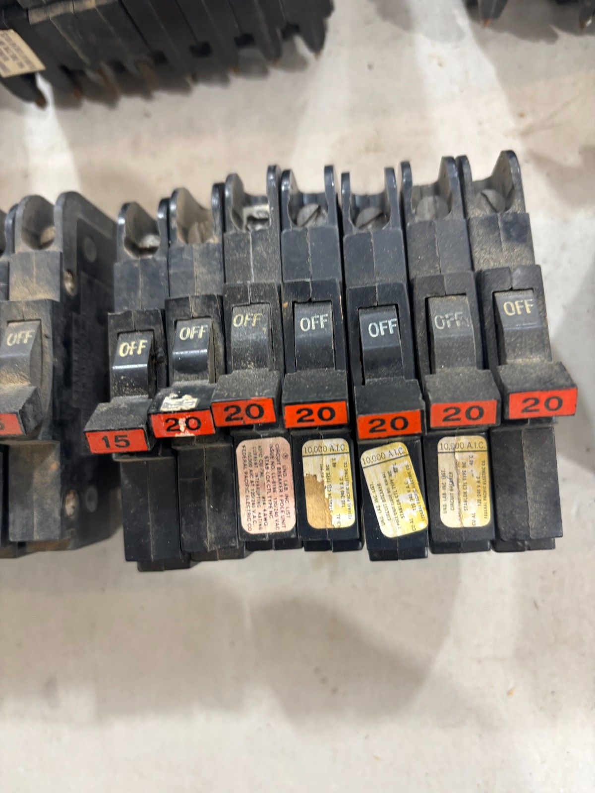 Lot of 40 – Federal Pacific/ American Stab-Lok Breakers