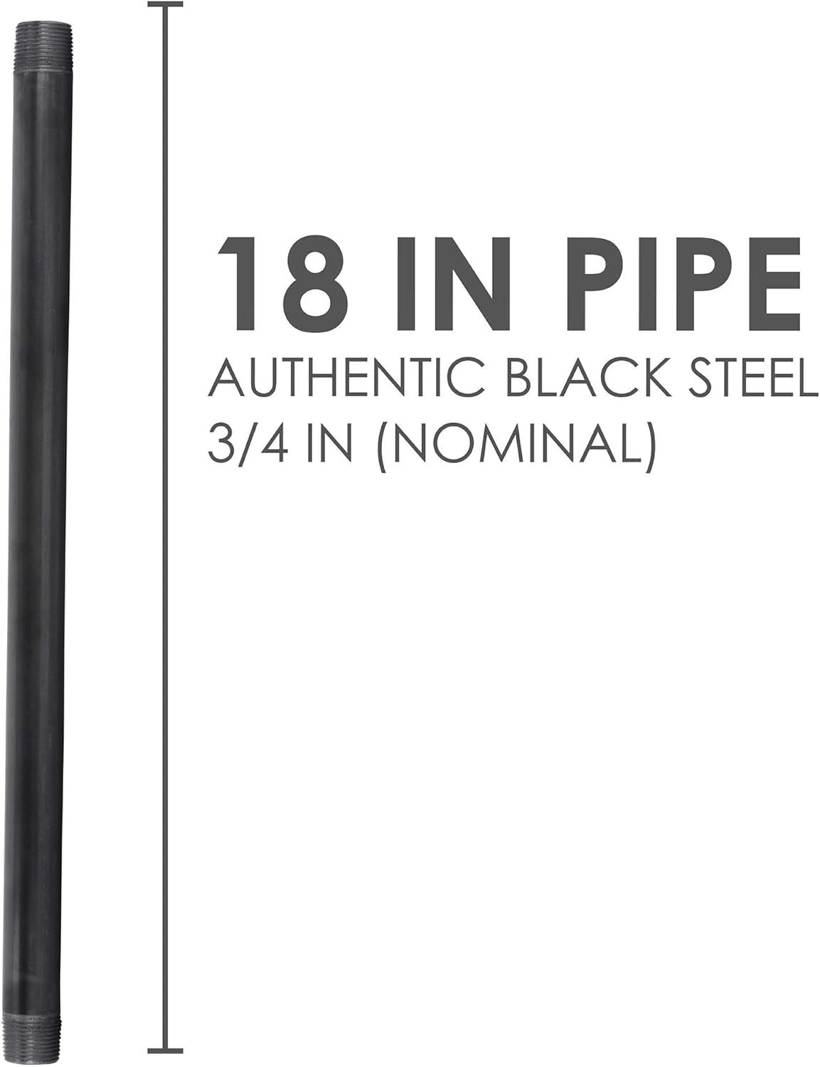 3/4″ x 16″ Malleable Iron Pipe 4 Pack for DIY Industrial Furniture Projects