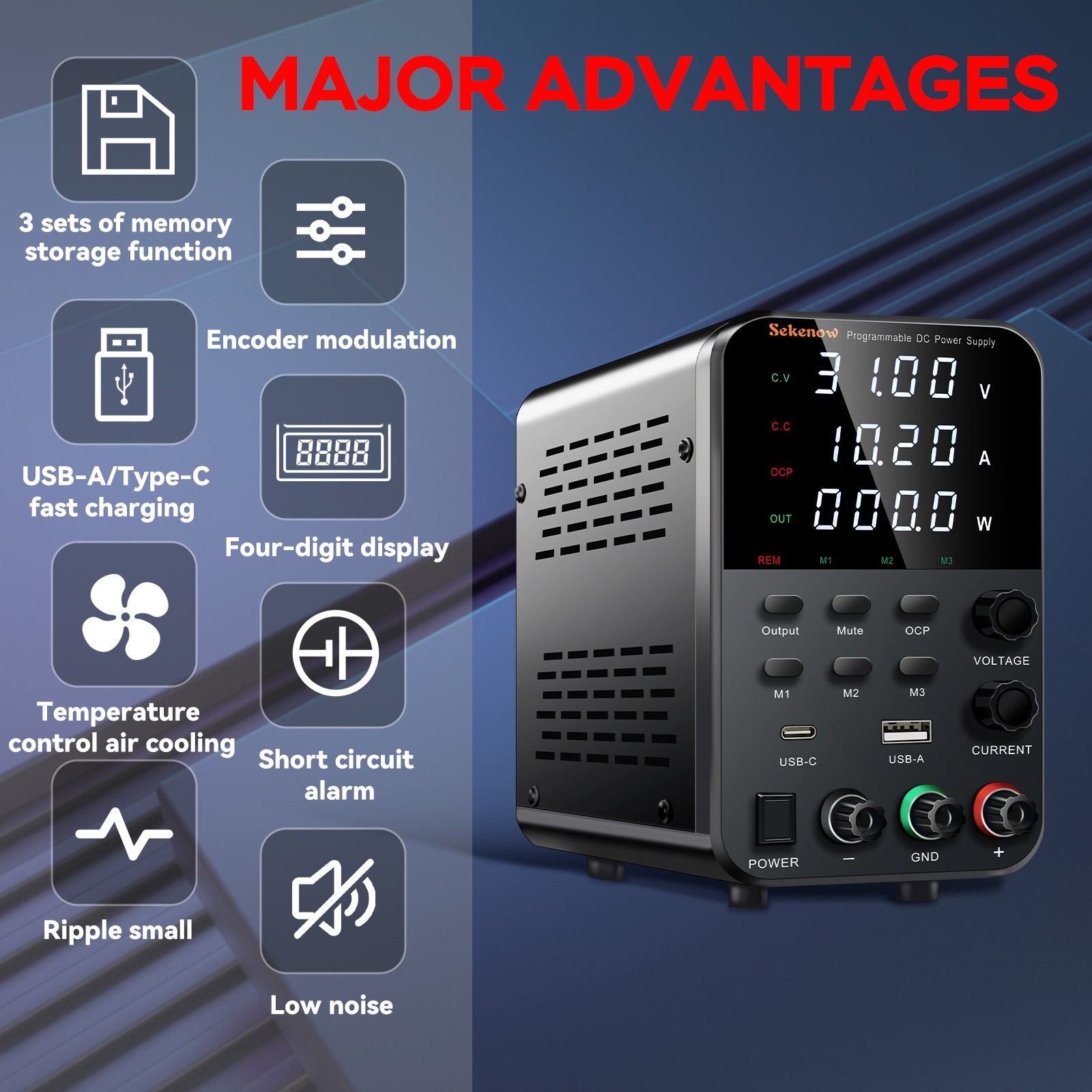 30V 10A Adjustable DC Power Supply Variable Output Bench Switching 300 Watts