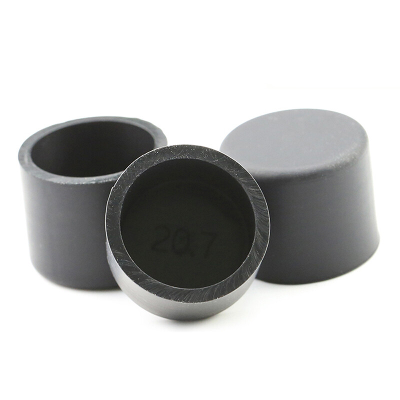 Black Silicone Rubber Round Tube End Caps Cover Blanking Stopper Floor Protector