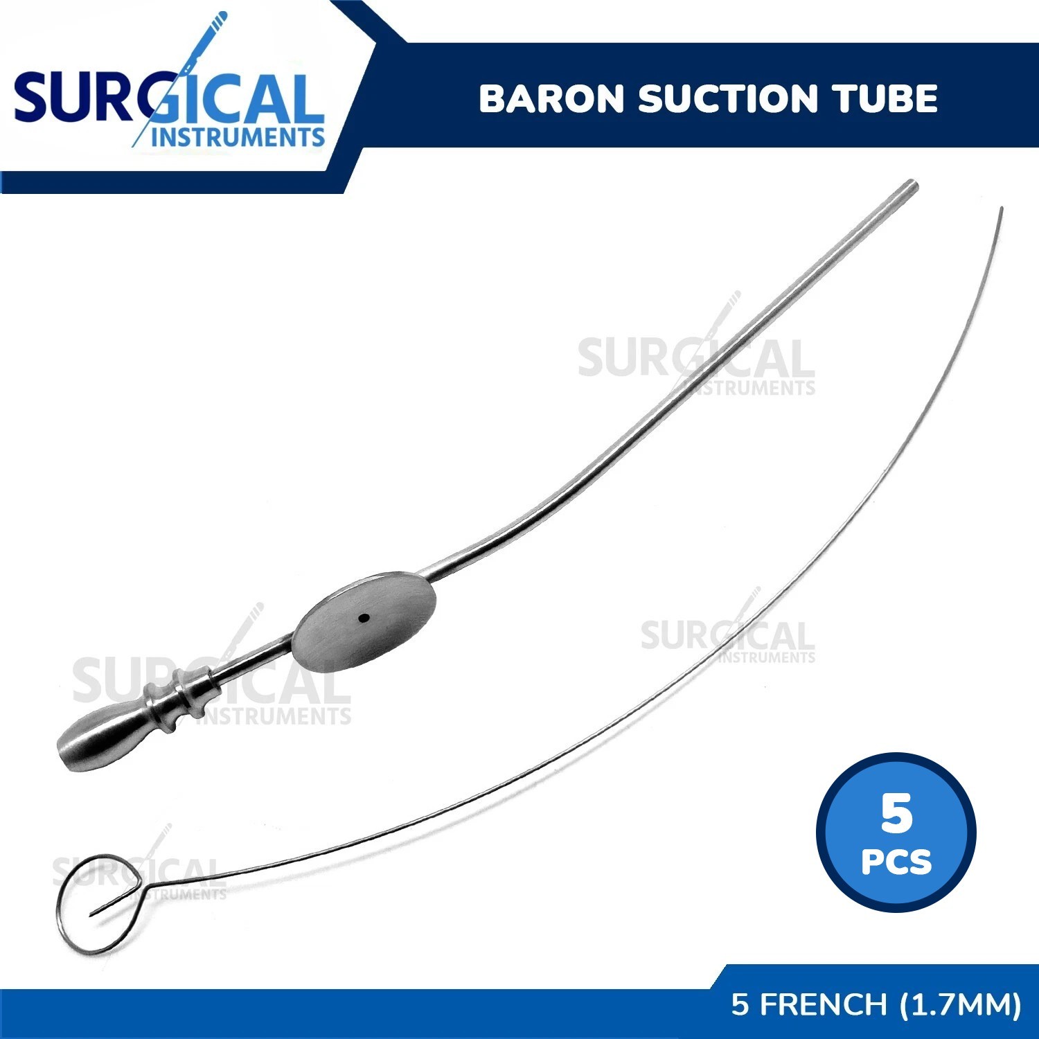 5 Pcs BARON Suction Tube 5 French (1.7 mm) Surgical Instruments German Grade
