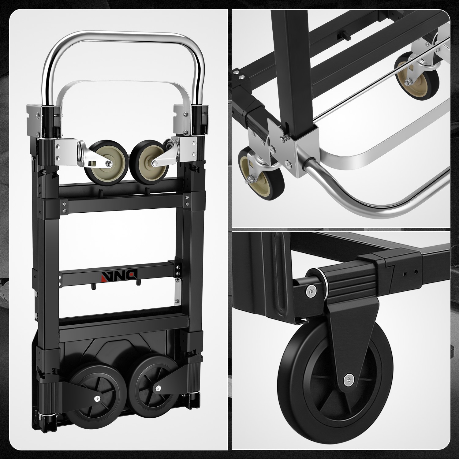 2-IN-1 660lbs Heavy Duty Aluminum Steel Folding Hand Truck Luggage Trolley Cart