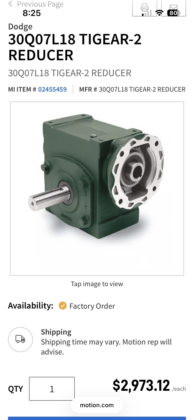 NEW Dodge 30Q07L18 TIGEAR-2 Speed Reducer