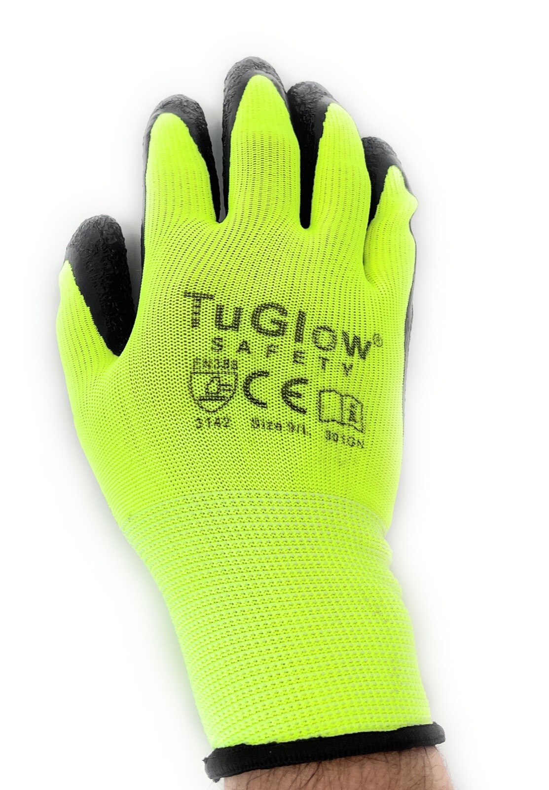 12 Pair Green Safety Gloves Latex Coated Grip Cut Resistant