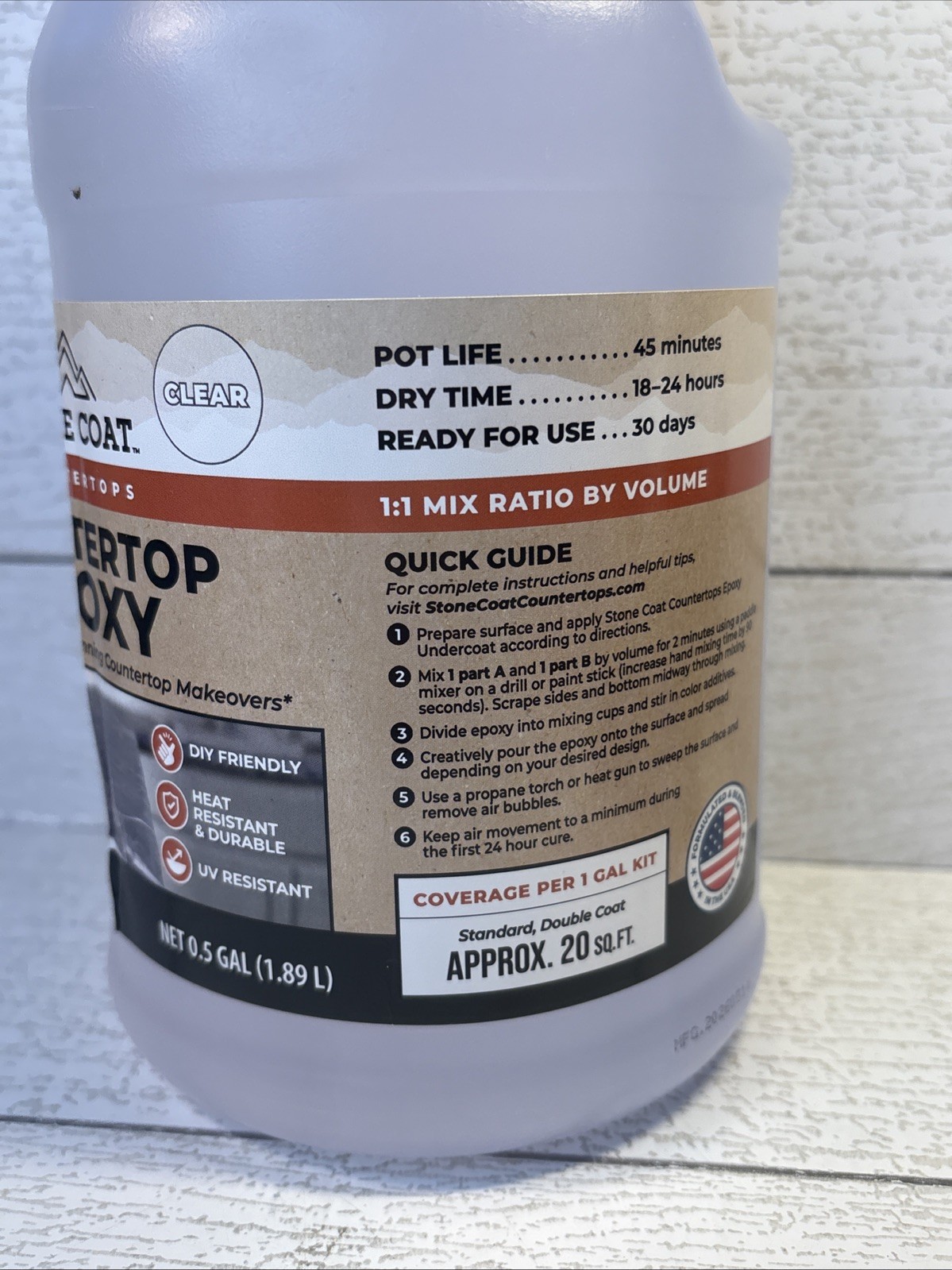 Stone Coat Countertops Epoxy Resin Part A Clear 1 Gallon DIY Heat UV Resistant