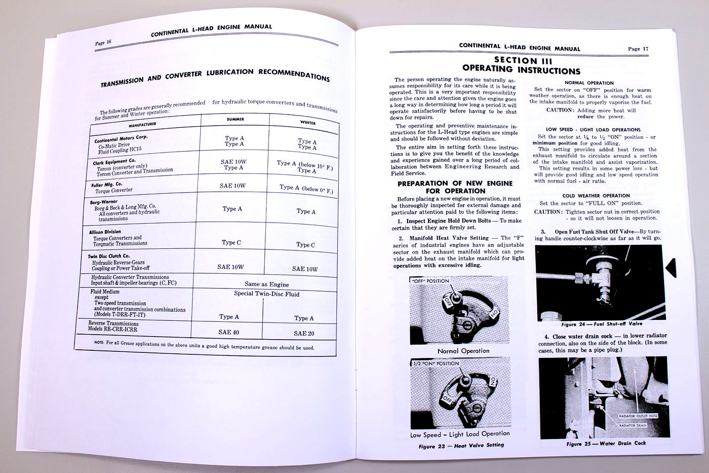 Continental L-Head F162 F163 Engine Motor Service Repair Owners Operators Manual