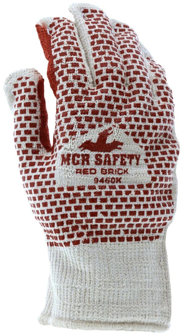 MCR Red Brick Terrycloth Work Glove, Heavy Weight, 2-Ply, Nitrile Dots (2-Sided)