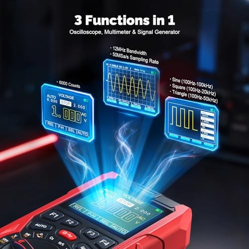 Handheld 3-in-1 Oscilloscope Multimeter Signal Gen 12MHz 50MS/s True RMS HO-13