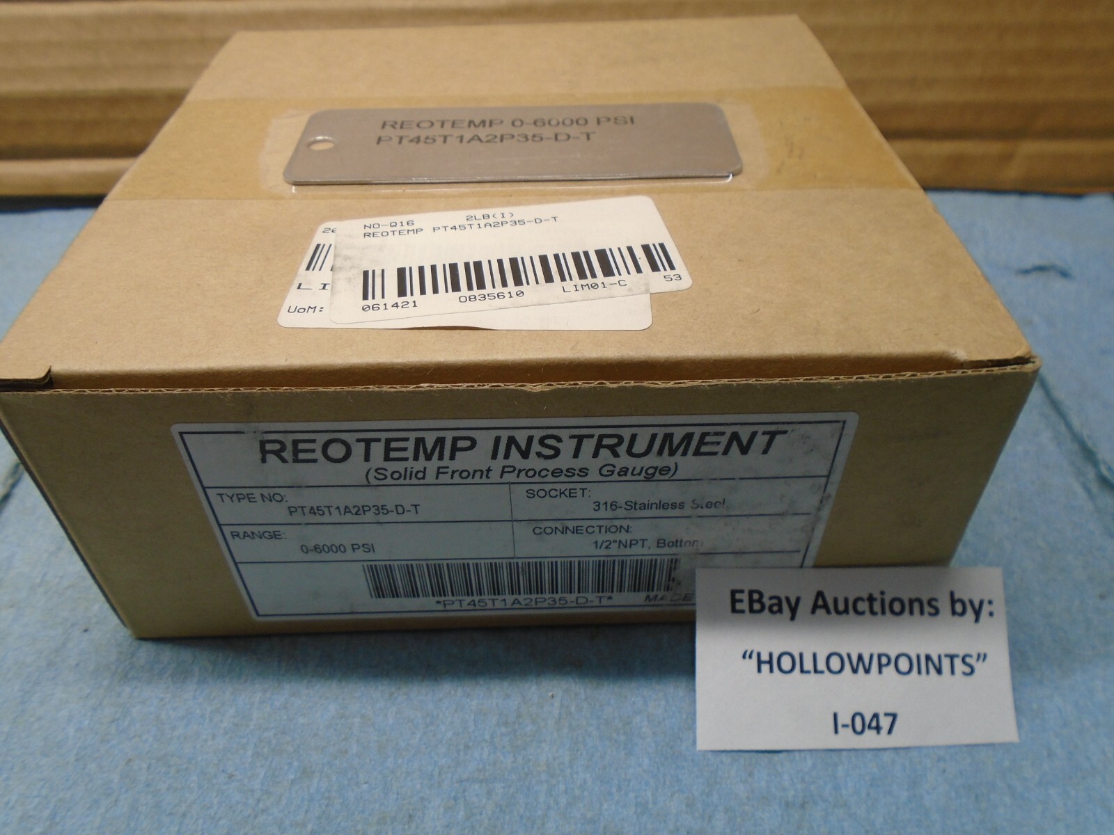 Reotemp New Pressure Gauge PT45T1A2P35-D-T 4.5″ 1/2 NPT 316 SS 0-6000psi I047