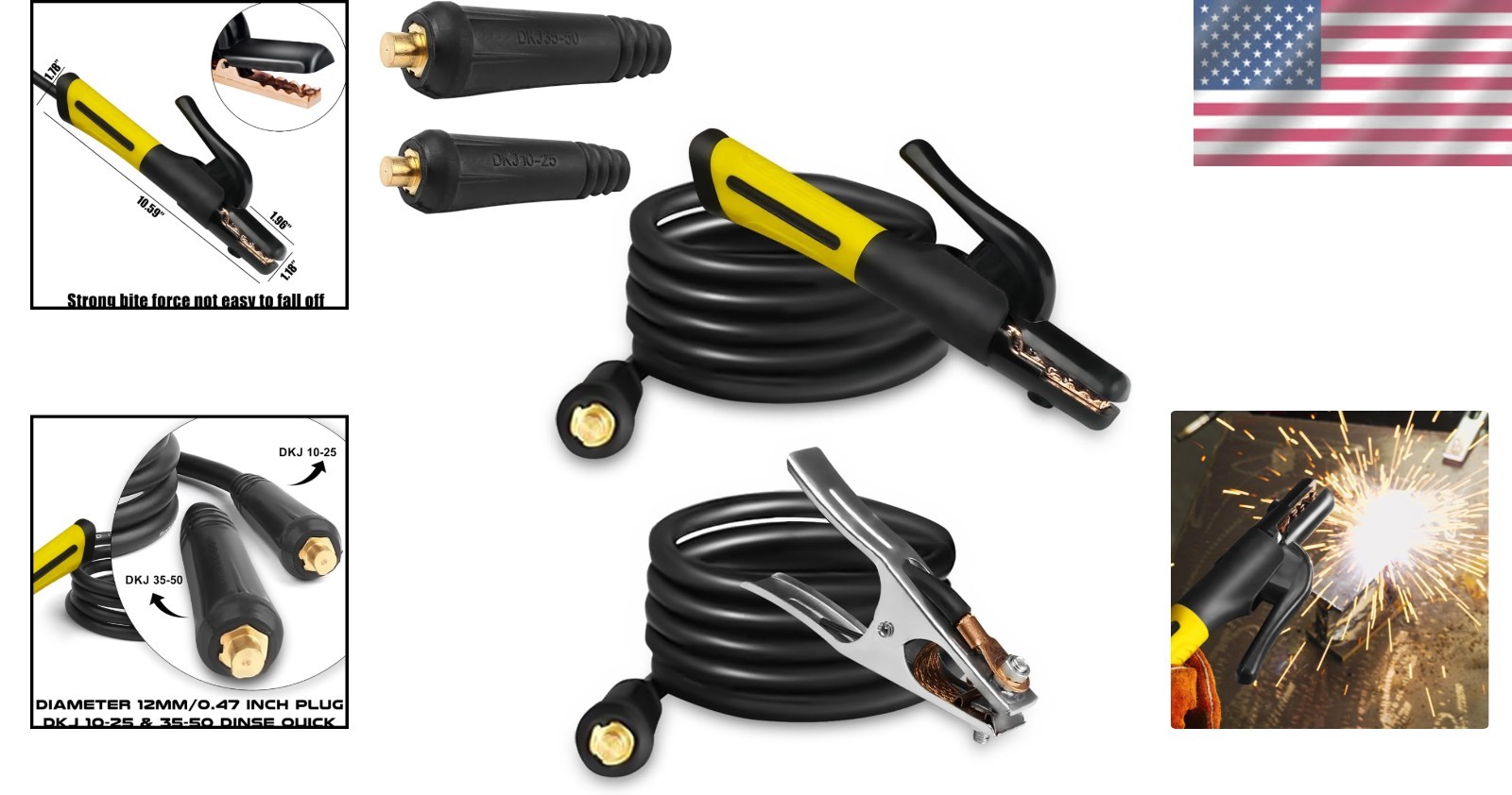 600A Copper Alloy Electrode Holder Set with Insulated Handle & Clamps