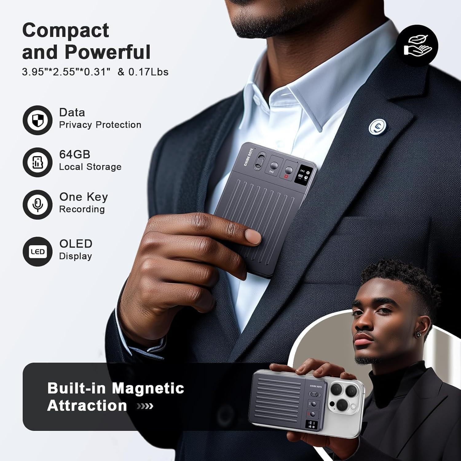 128GB Voice Activated Recorder with AI-Intelligent Triple Noise Reduction,