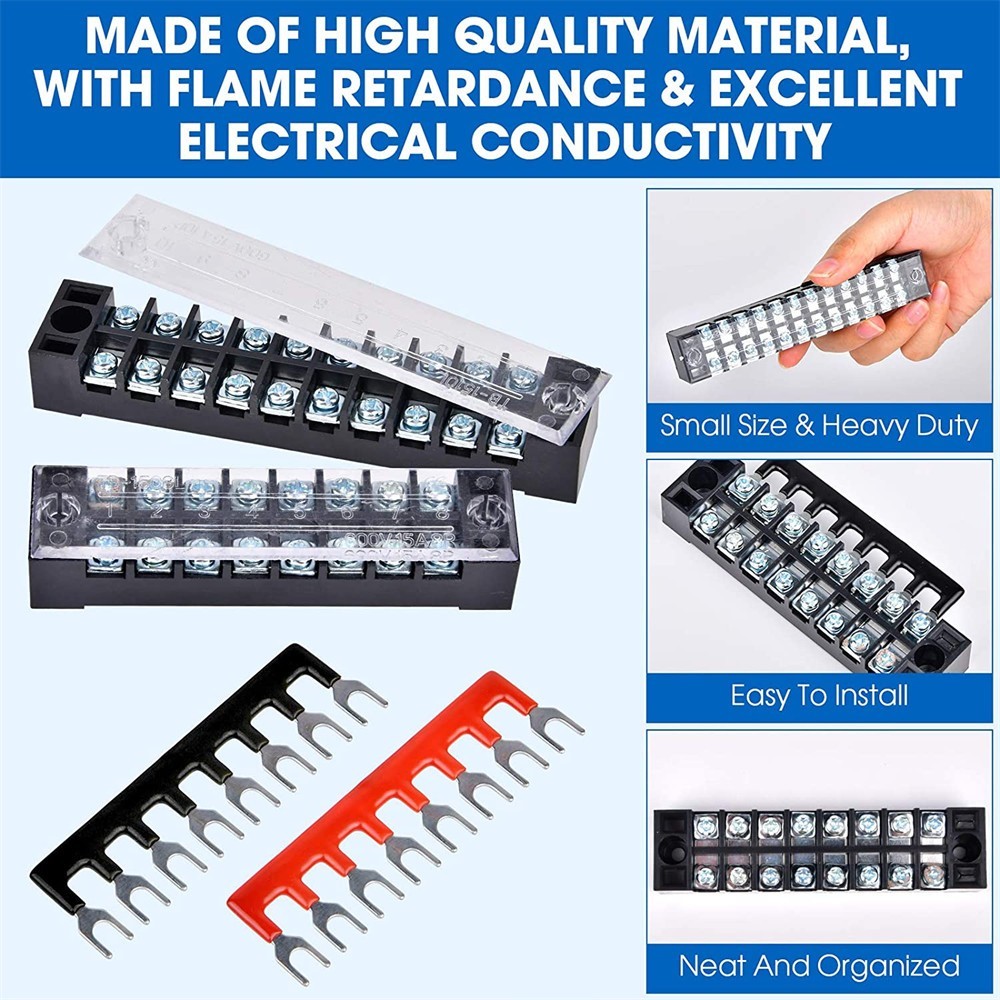 1 5 Set Dual Row 3-12 Positions Screw 600V 15A Barrier Strip Terminal Block