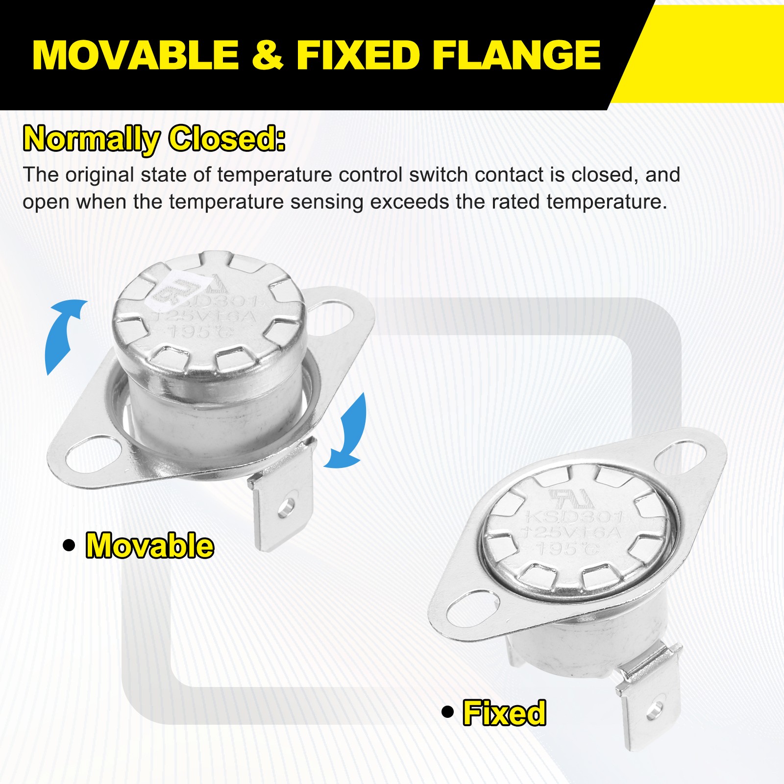 2Pcs KSD301 Thermostat 150°C/302°F 16A Normally Closed N.C Switch Ceramic