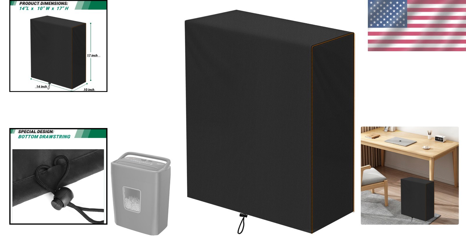 Waterproof 420D Oxford Paper Shredder Cover – Dust & Wind Resistant, 14″L x 10″W