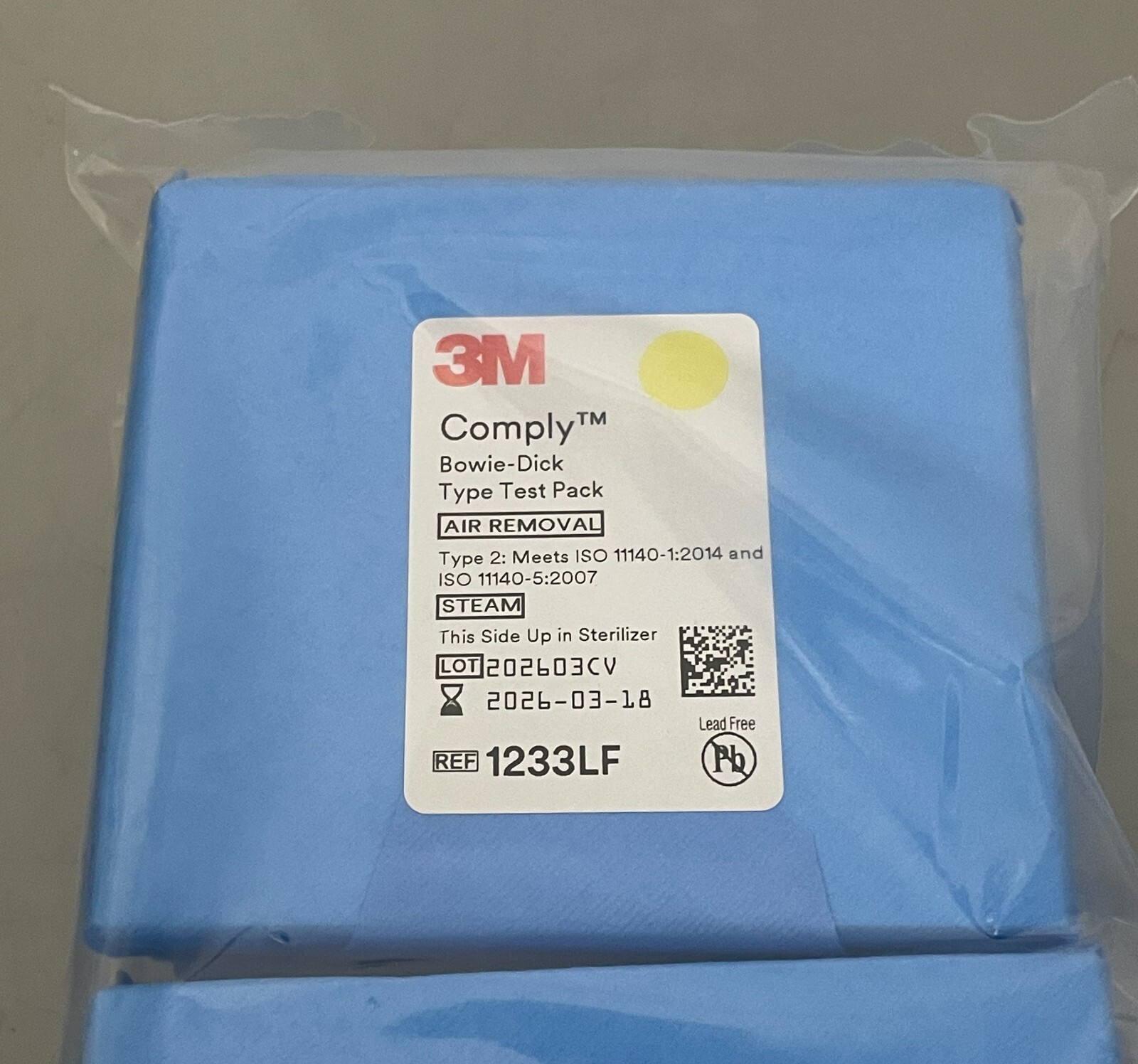 6 pack of 3M 1233LF Comply Bowie-Dick Type Test Pack Lead Free EXP. 2026-03-18