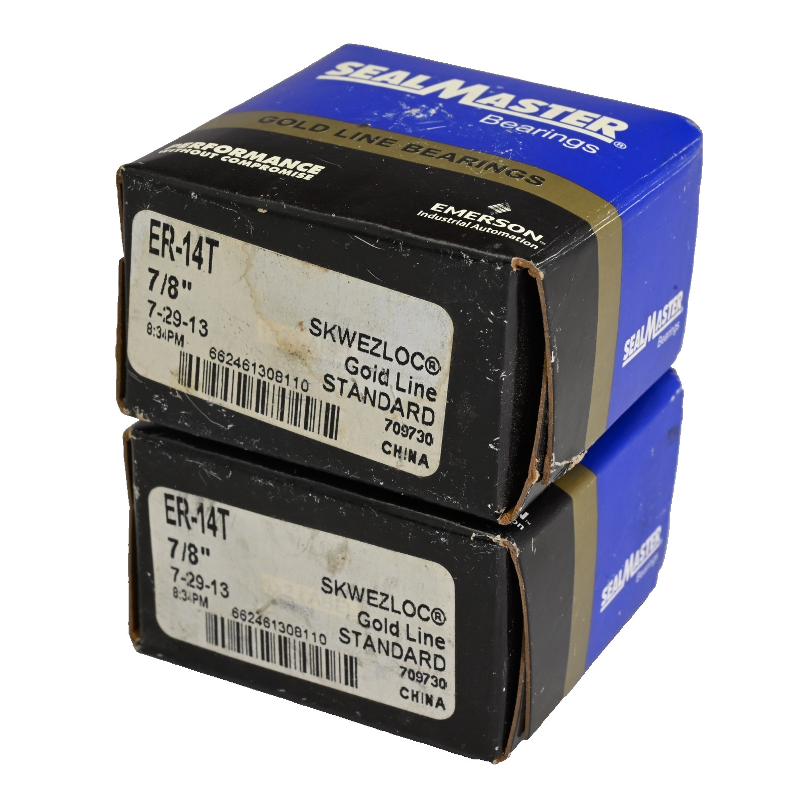 Lot of 2x SealMaster ER-14T 7/8″ Gold Line Standard Insert Bearing 709730