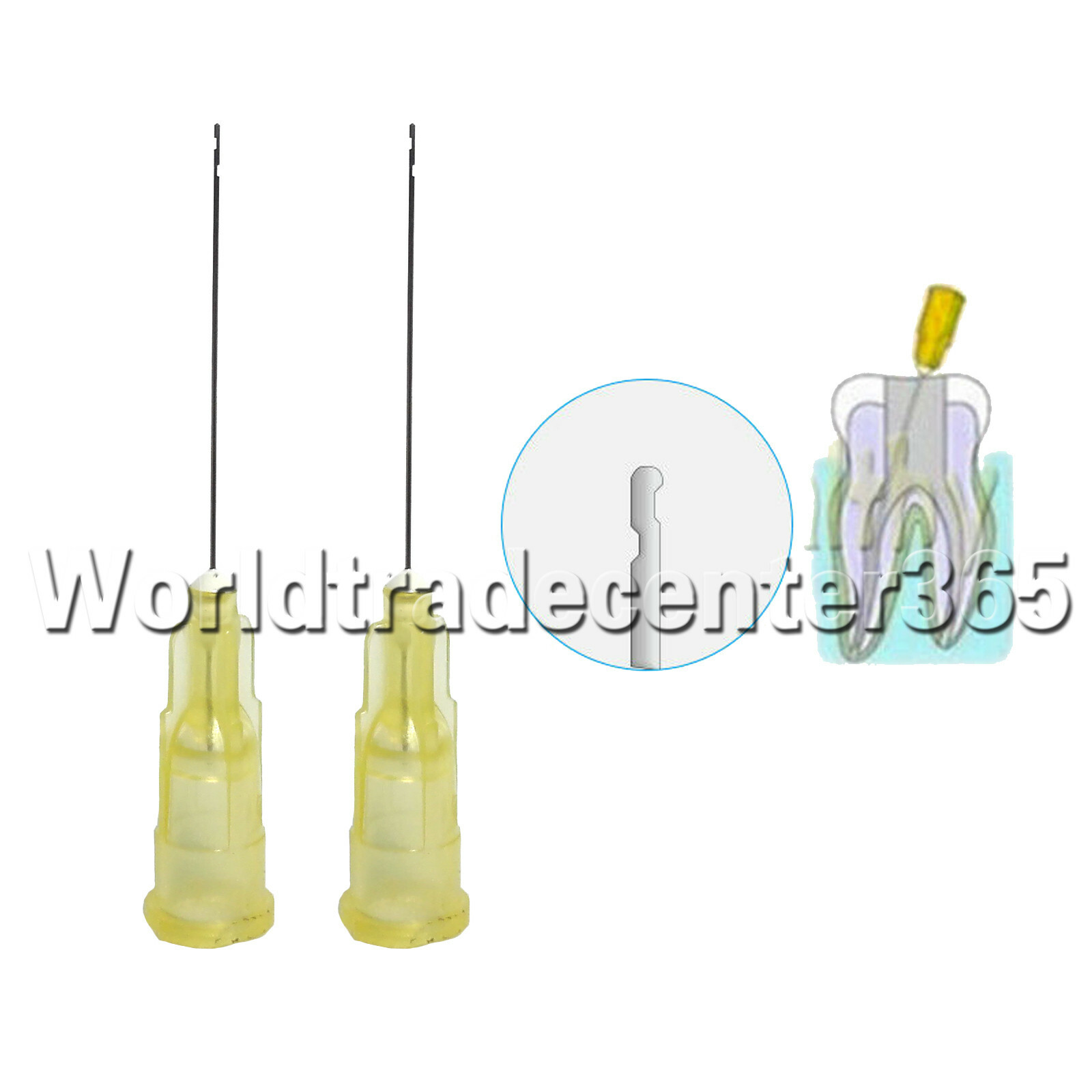 100pcs/Bag Dental Endo Irrigation Tip end-closed 2-side holes 30Ga yellow
