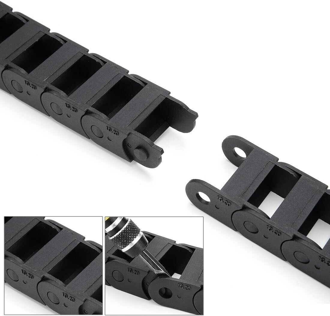 R18 10mm x 20mm Black Plastic Cable Wire Carrier Drag Chain 1M Length for CNC HO