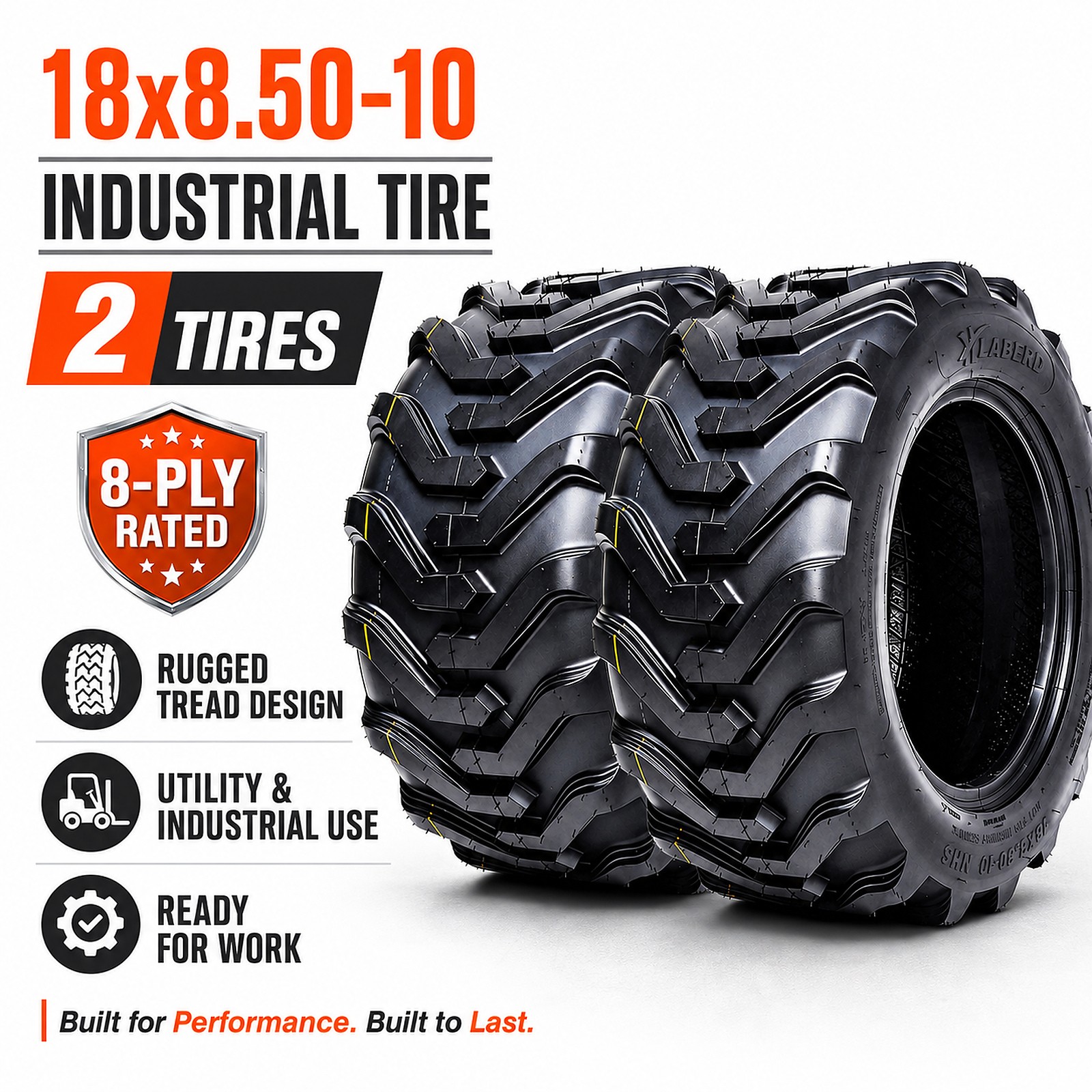 2 HALBERD 18×8.50-10 Skid Steer Tractor Tires 8PR 18×8.50-10 Industrial Tubeless